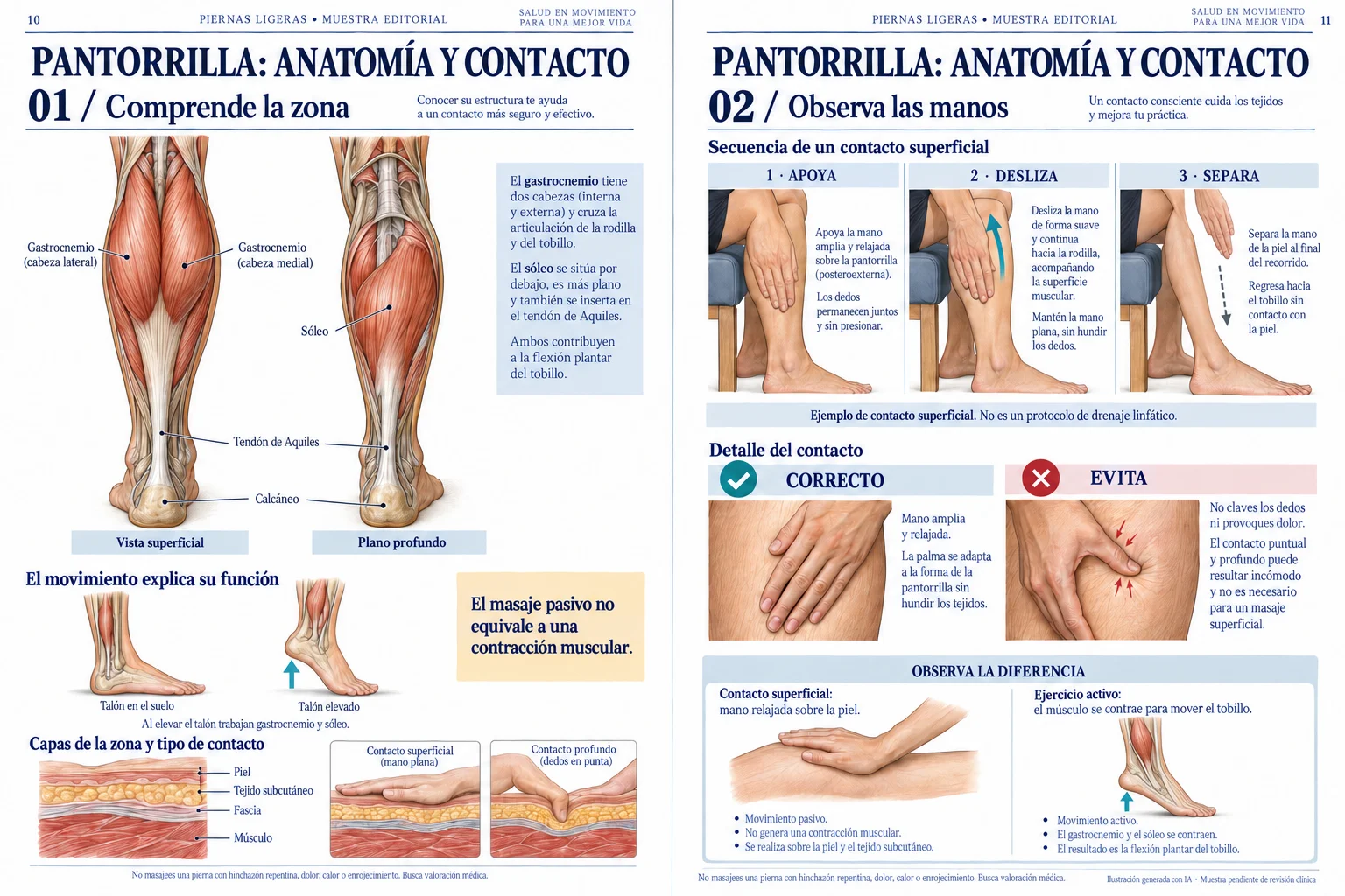 Anatomical drawings in the Piernas ligeras illustrated guide